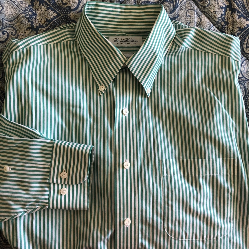 Brooks Brothers green stripe button up.